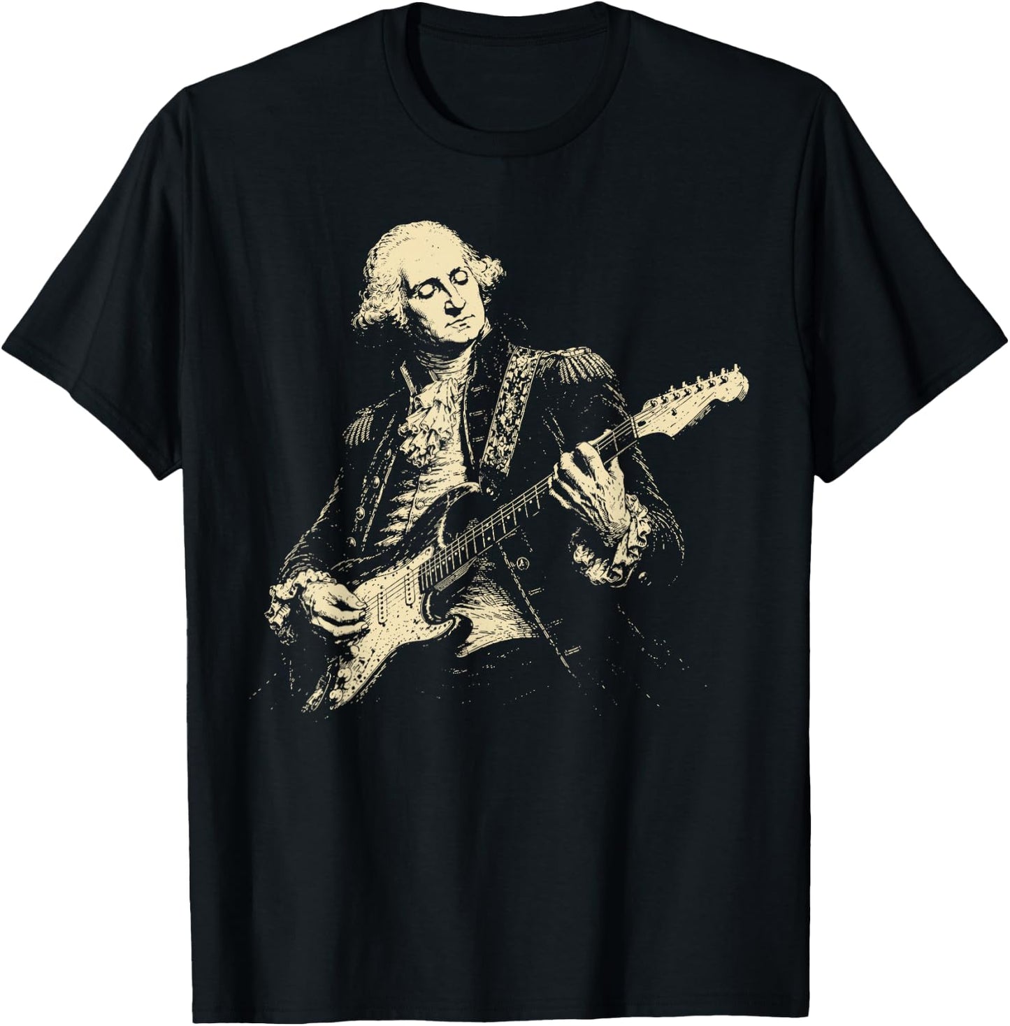 George Washington Playing Electric Guitar Rockstar T-Shirt - T-Shirt | Black