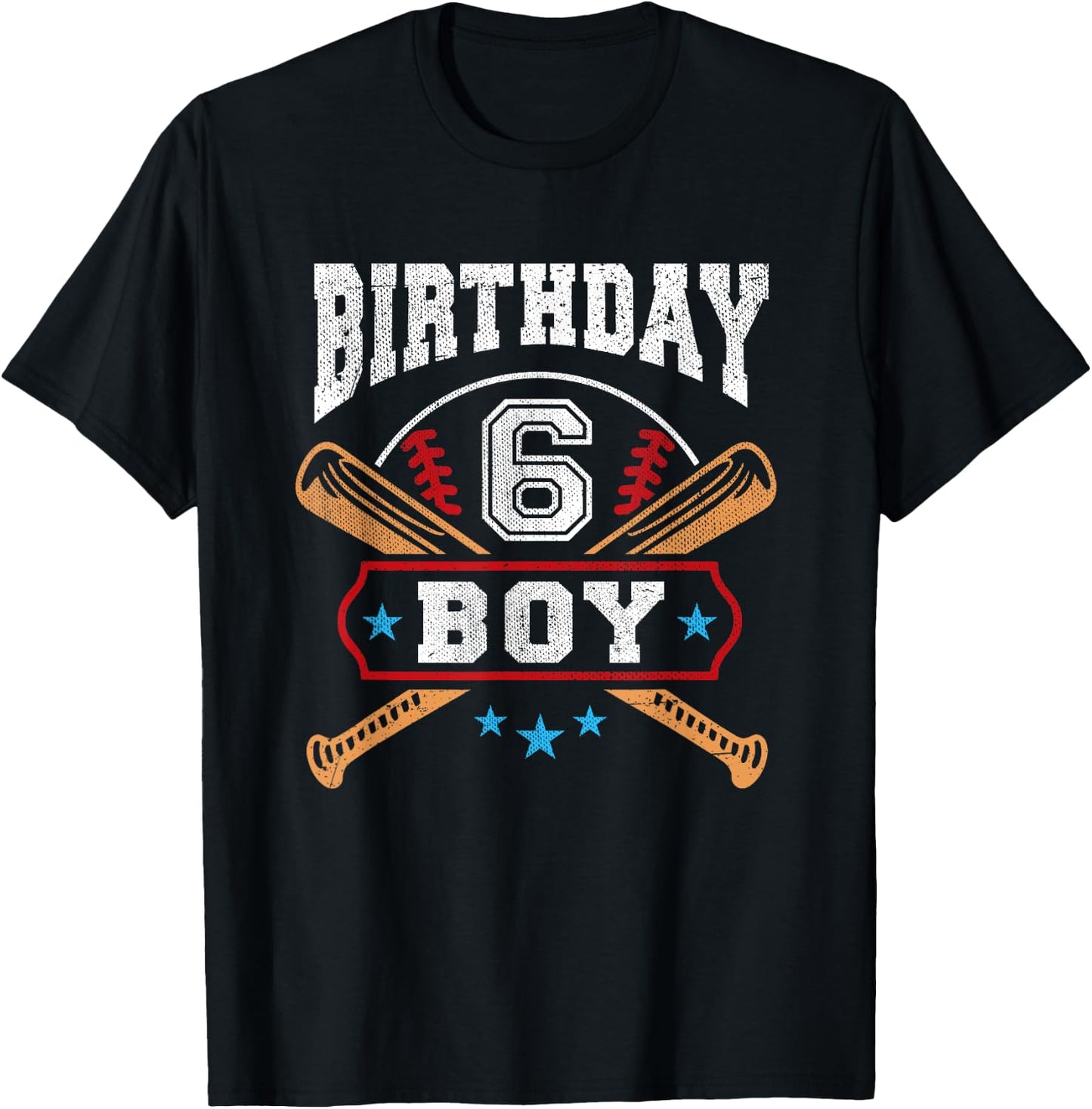Kids 6 Years Old Boy 6th Birthday Baseball Gift T-Shirt - T-Shirt | Black