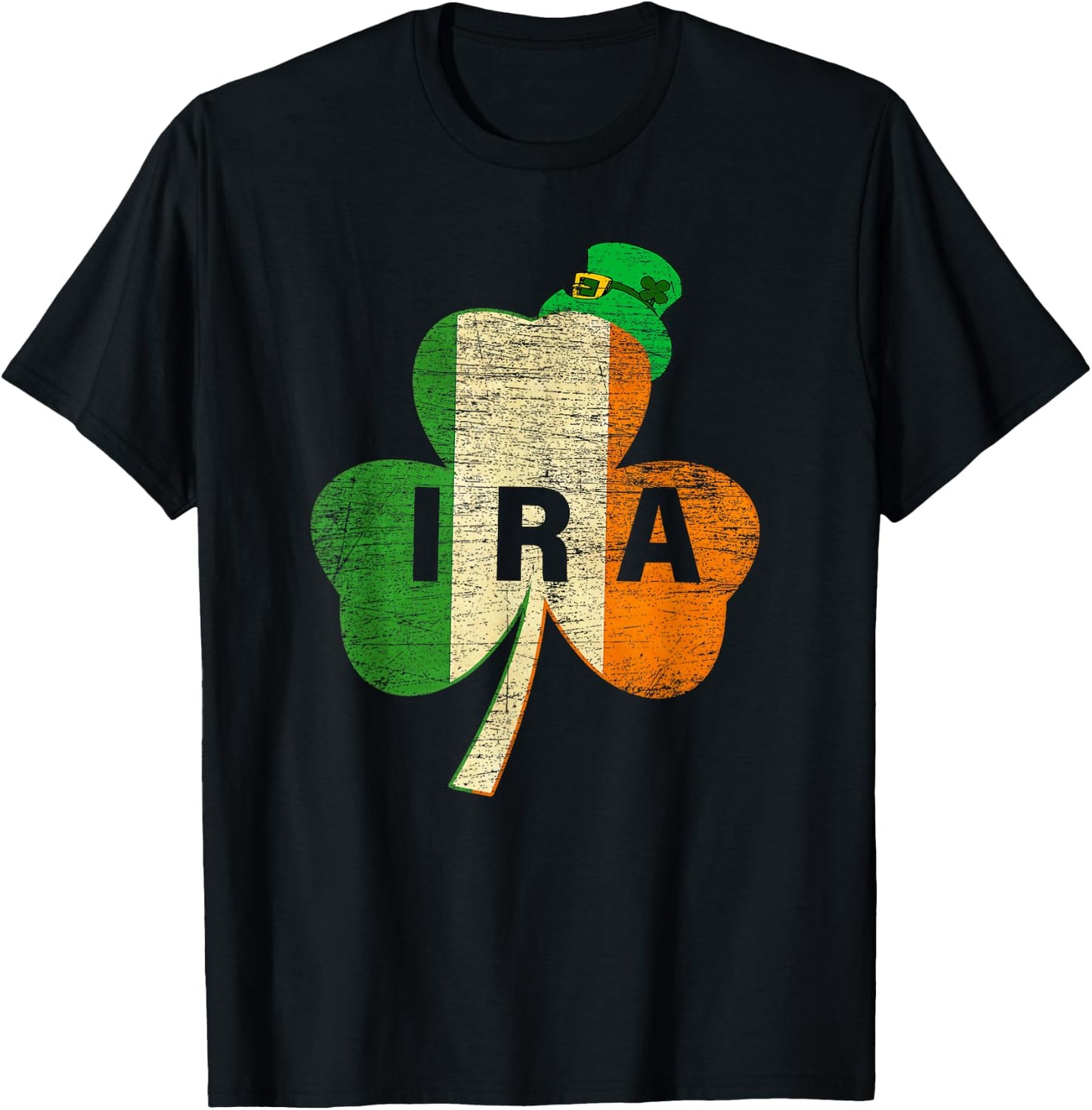 St Patricks Day IRA Vintage Ireland Flag Irish Luck Shamrock T-Shirt - T-Shirt | Black