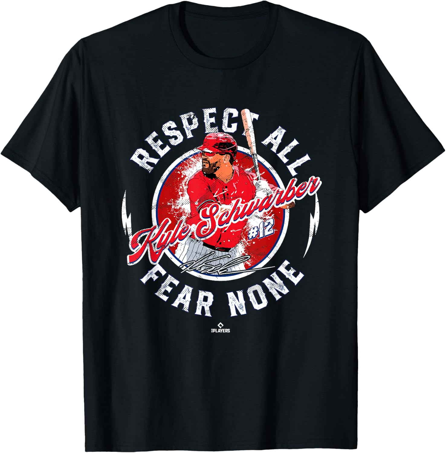 Respect All Fear None Kyle Schwarber Philadelphia MLBPA T-Shirt - T-Shirt | Black