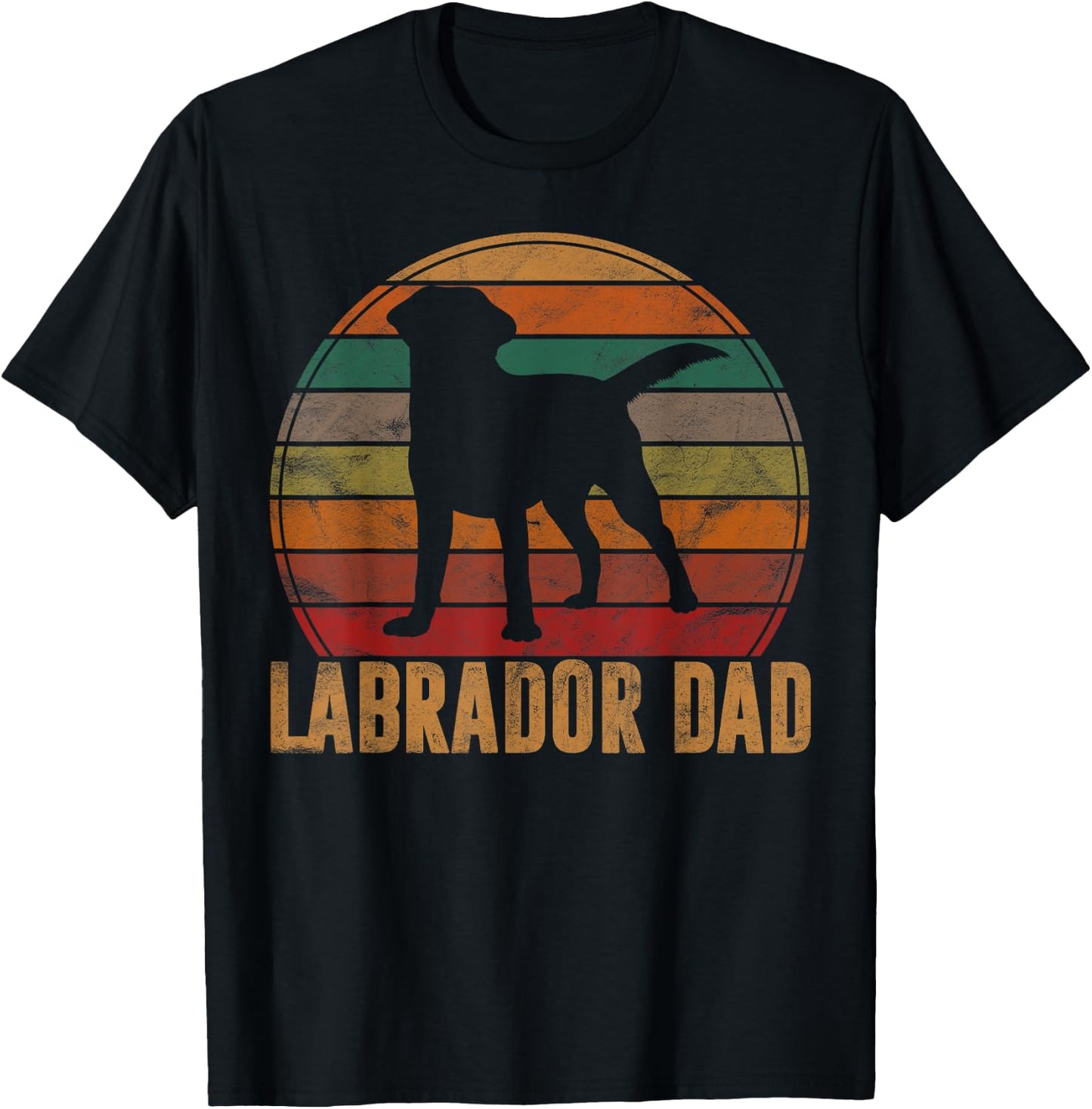 Retro Labrador Dad Gift Dog Daddy Golden Black Lab Father T-Shirt - T-Shirt | Black
