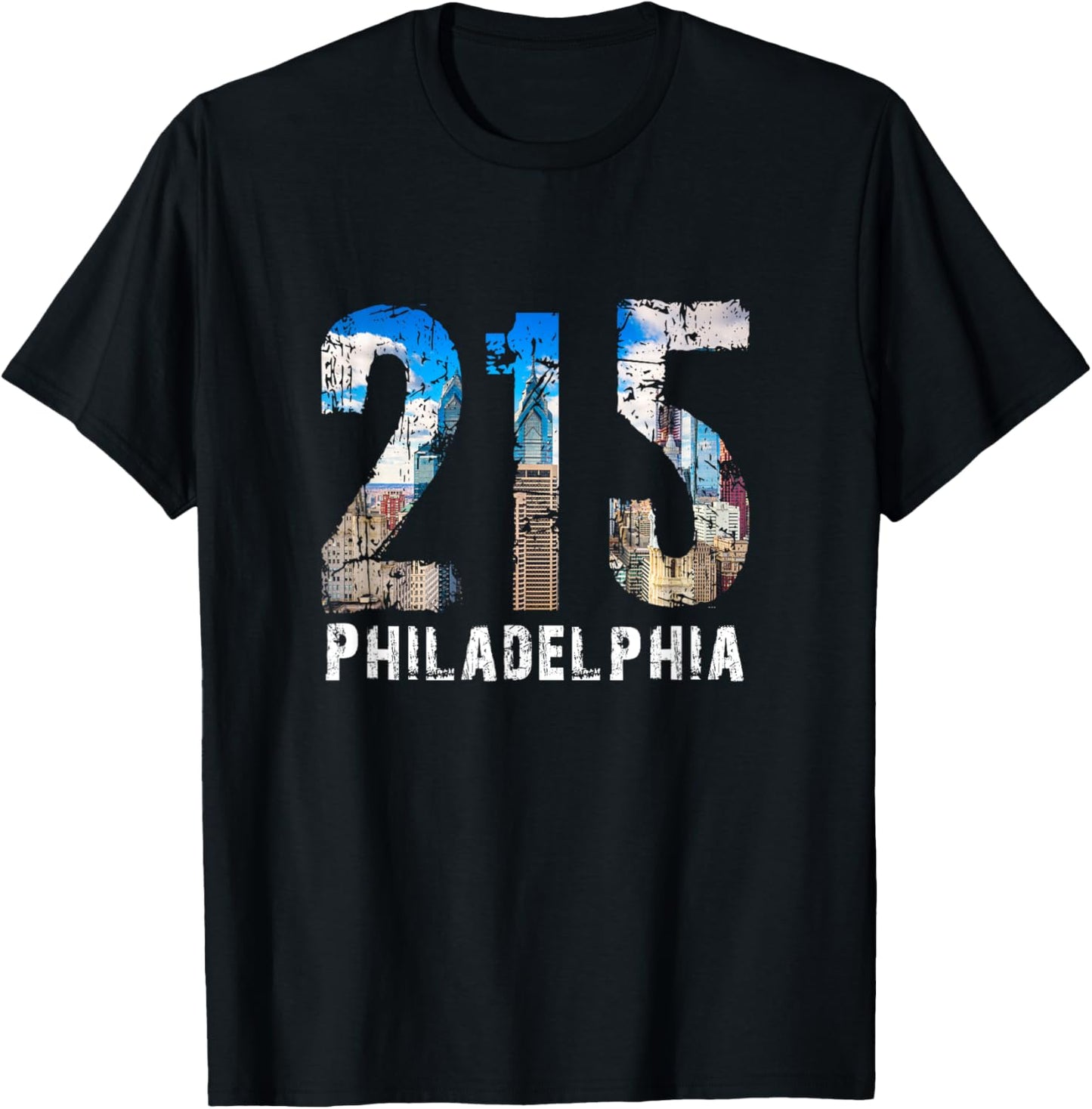 Philadelphia 215 Philly 215 Skyline Area Code T-Shirt - T-Shirt | Black