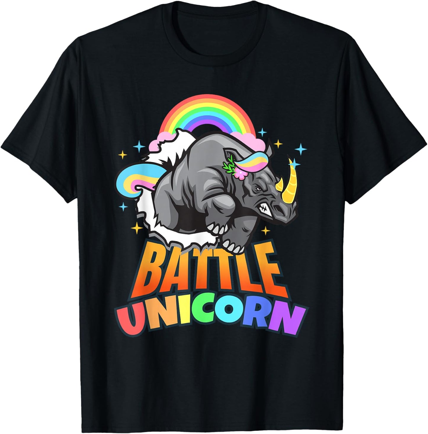 Rhino I Battle Unicorn I Rhino Rhinoceros T-Shirt - T-Shirt | Black