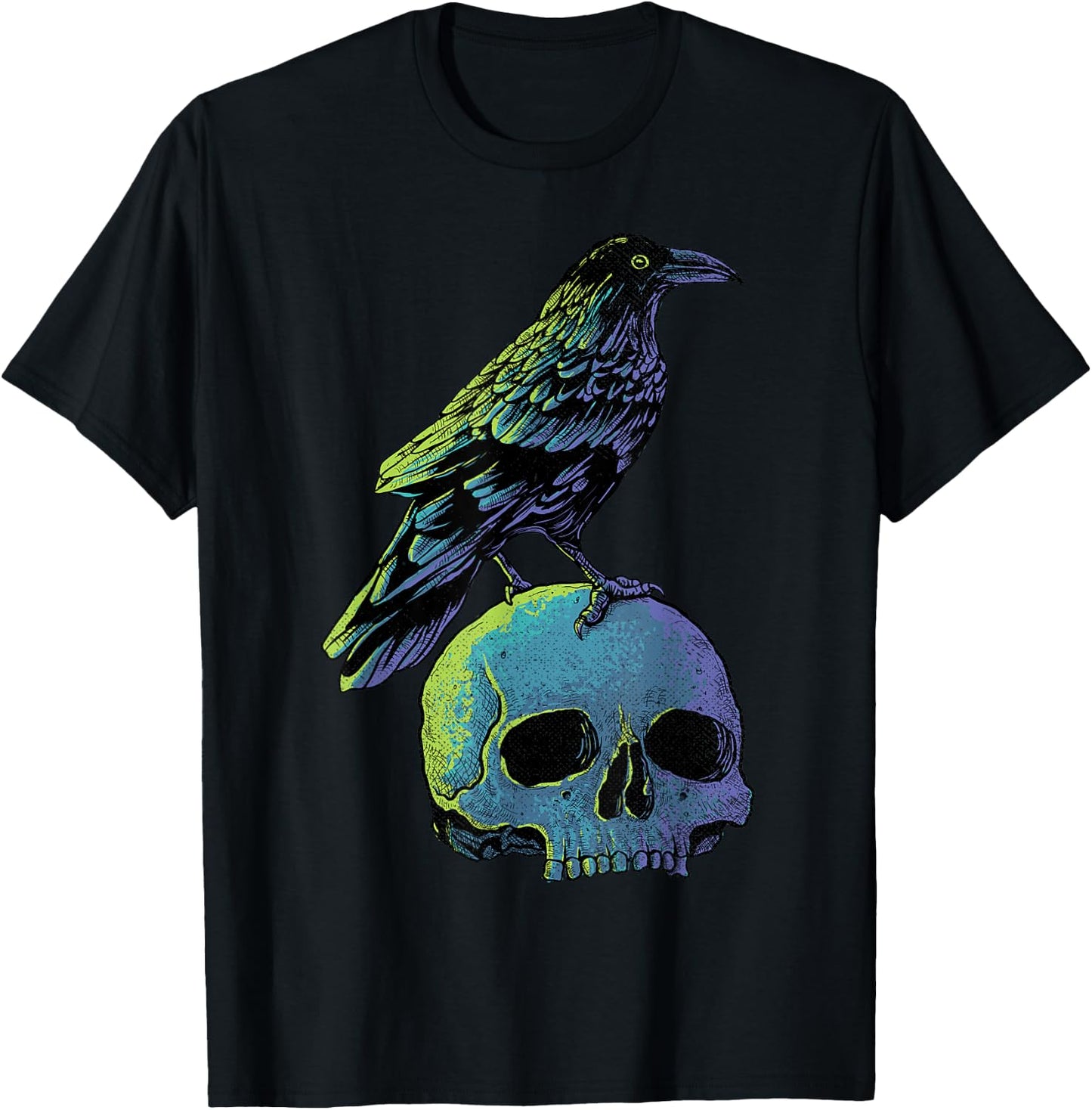 Vintage Crow Gothic Spooky Black Raven T-Shirt - T-Shirt | Black