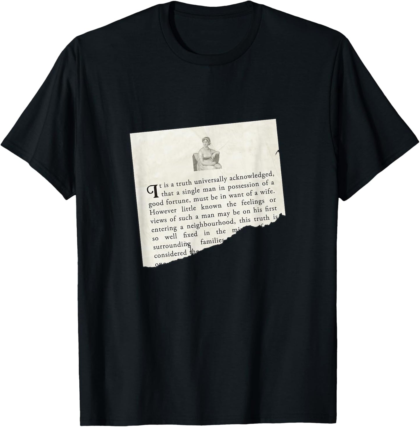Jane Austen Pride and Prejudice in Want of a Wife Shirt T-Shirt - T-Shirt | Black