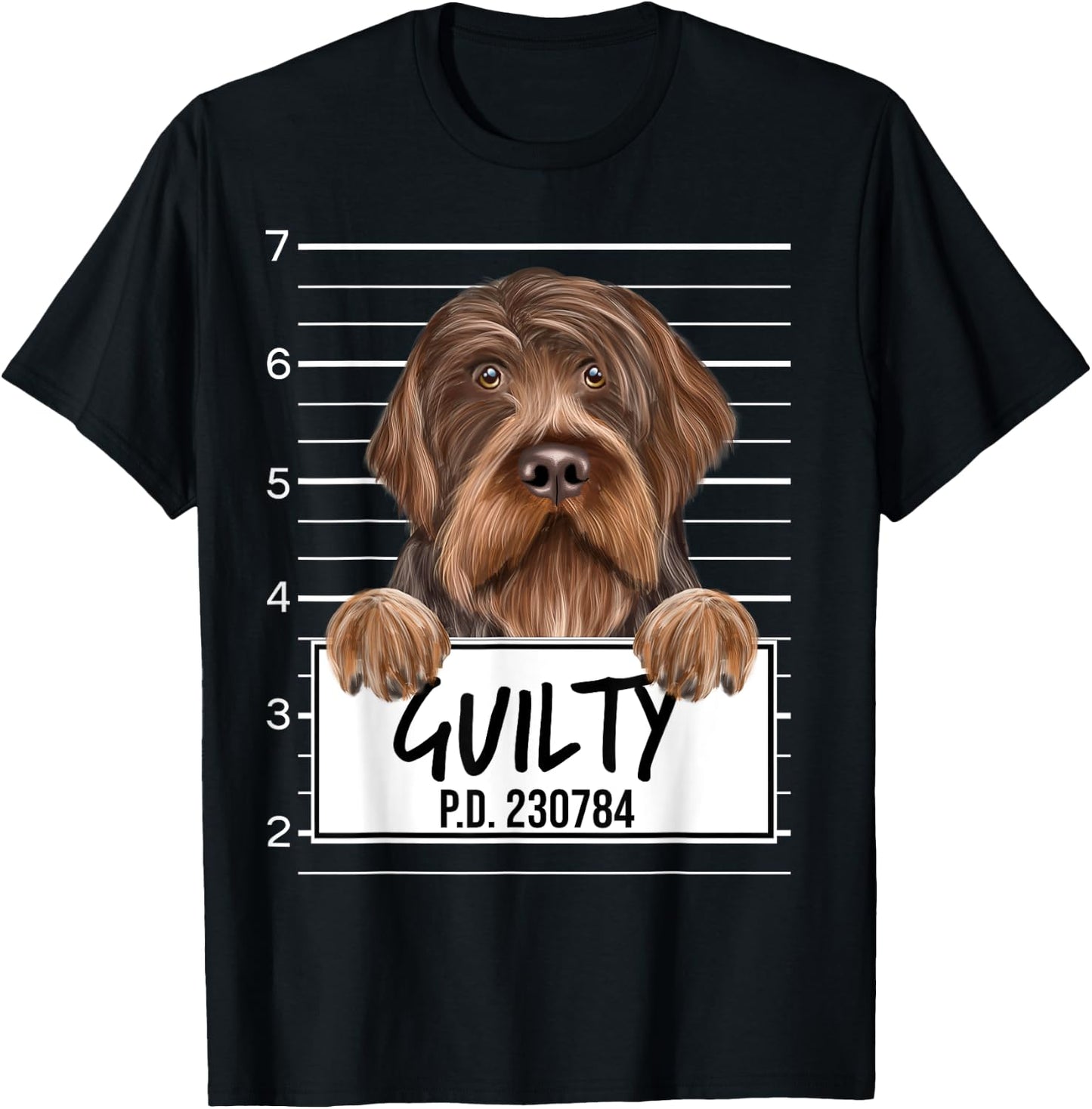 Funny Wirehaired Pointing Griffon Mugshot Guilty Dog T-Shirt - T-Shirt | Black