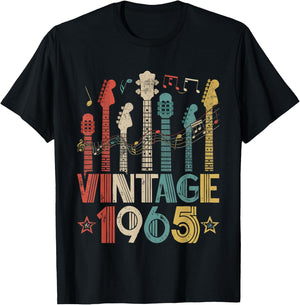 Retro Vintage 1965 Guitar Lover 1965 Birthday Guitarist T-Shirt - T-Shirt | Black