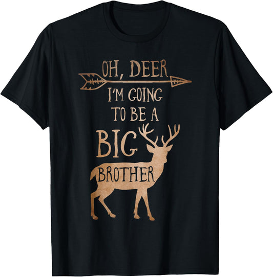 Oh Deer Im Going to Be a Big Brother Christmas T-Shirt - T-Shirt | Black