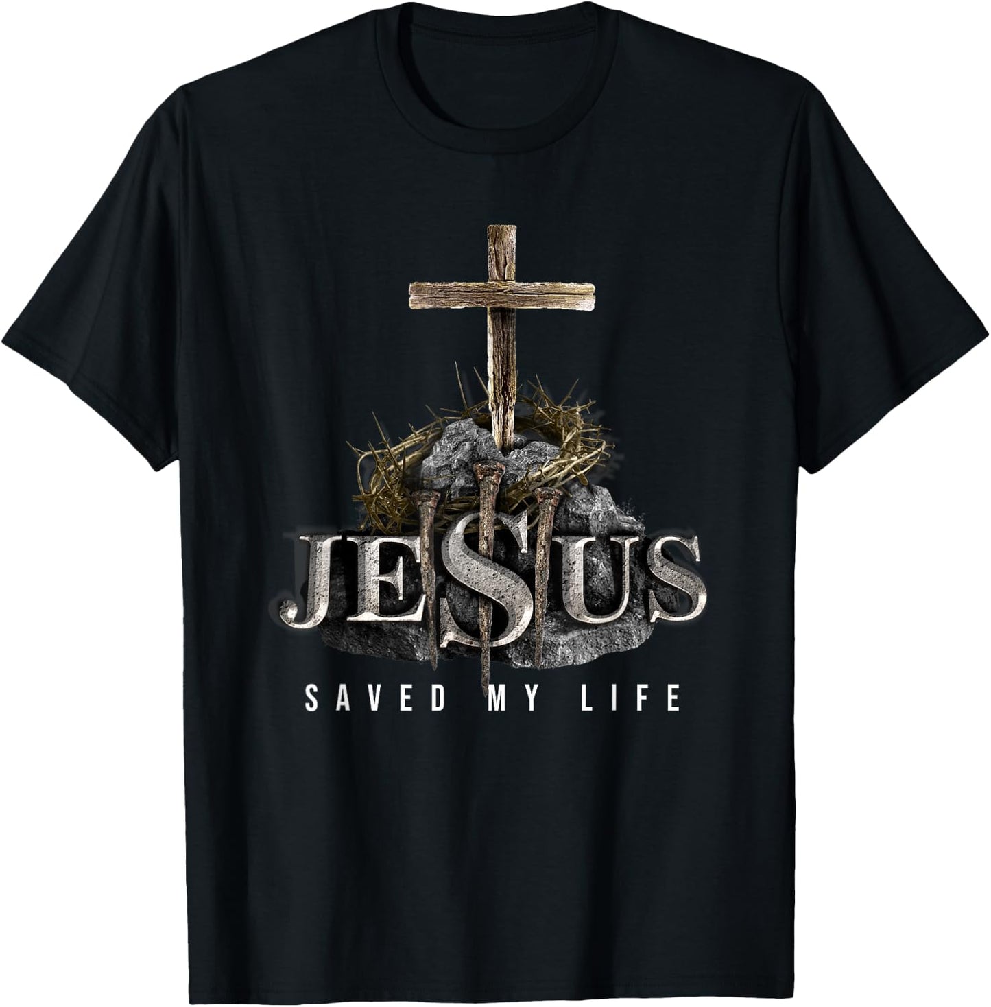 Jesus Saved My Life - Christian Religious Bible Church T-Shirt - T-Shirt | Black