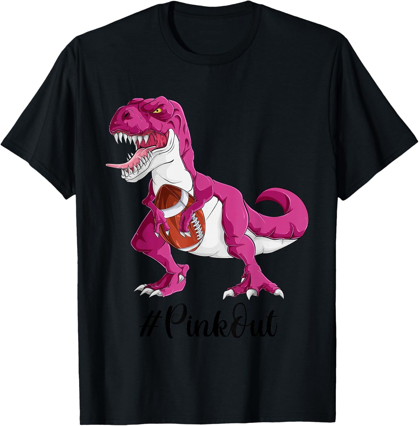 Pink Dinosaur Football Shirt Boys, Pink Out Breast Cancer T-Shirt - T-Shirt | Black
