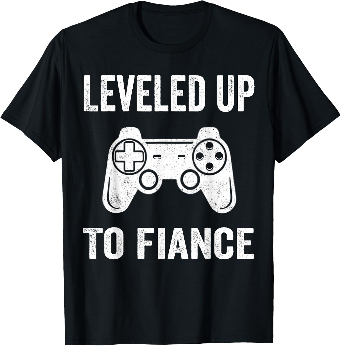 Leveled Up To Fiance Newly Engaged Couple Men Gift T-Shirt - T-Shirt | Black