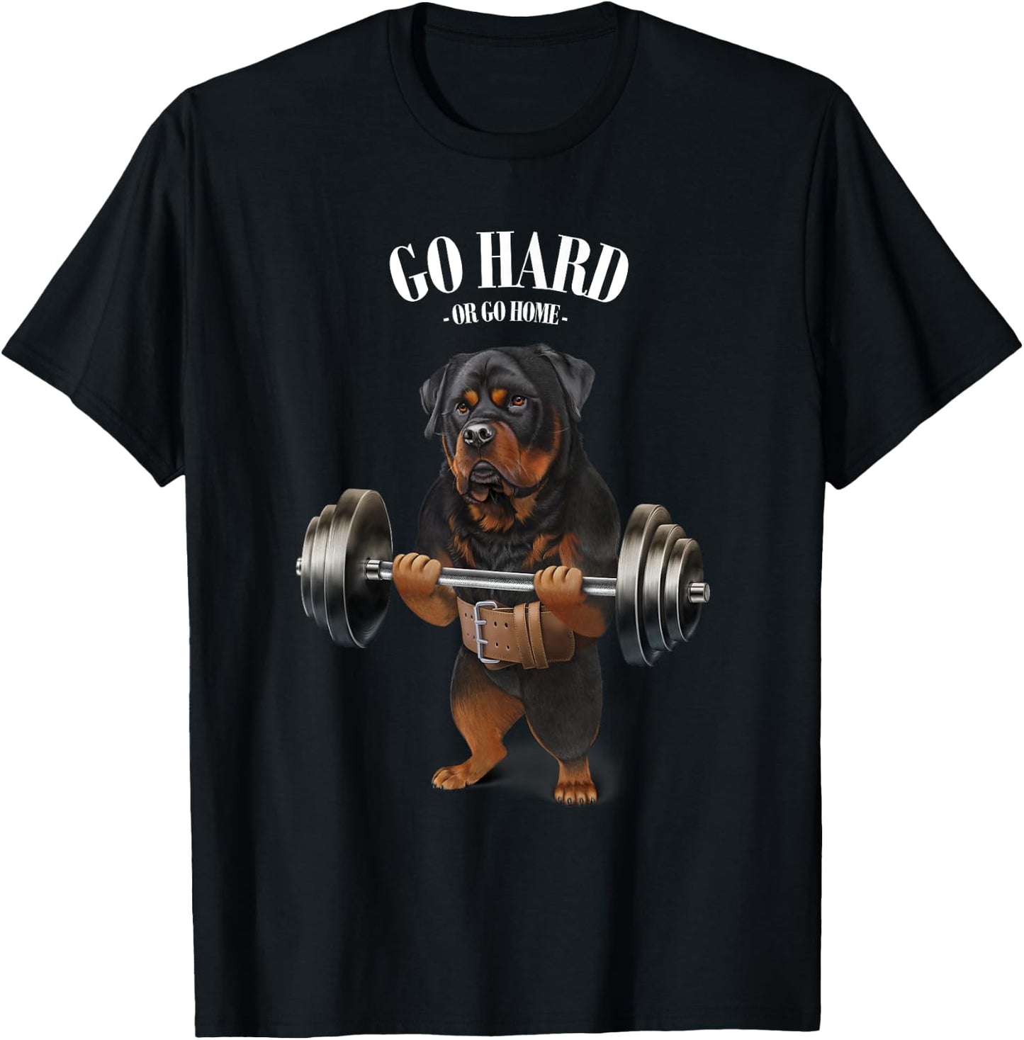 Rottweiler Dog Weightlifting in Fitness Gym T-Shirt - T-Shirt | Black