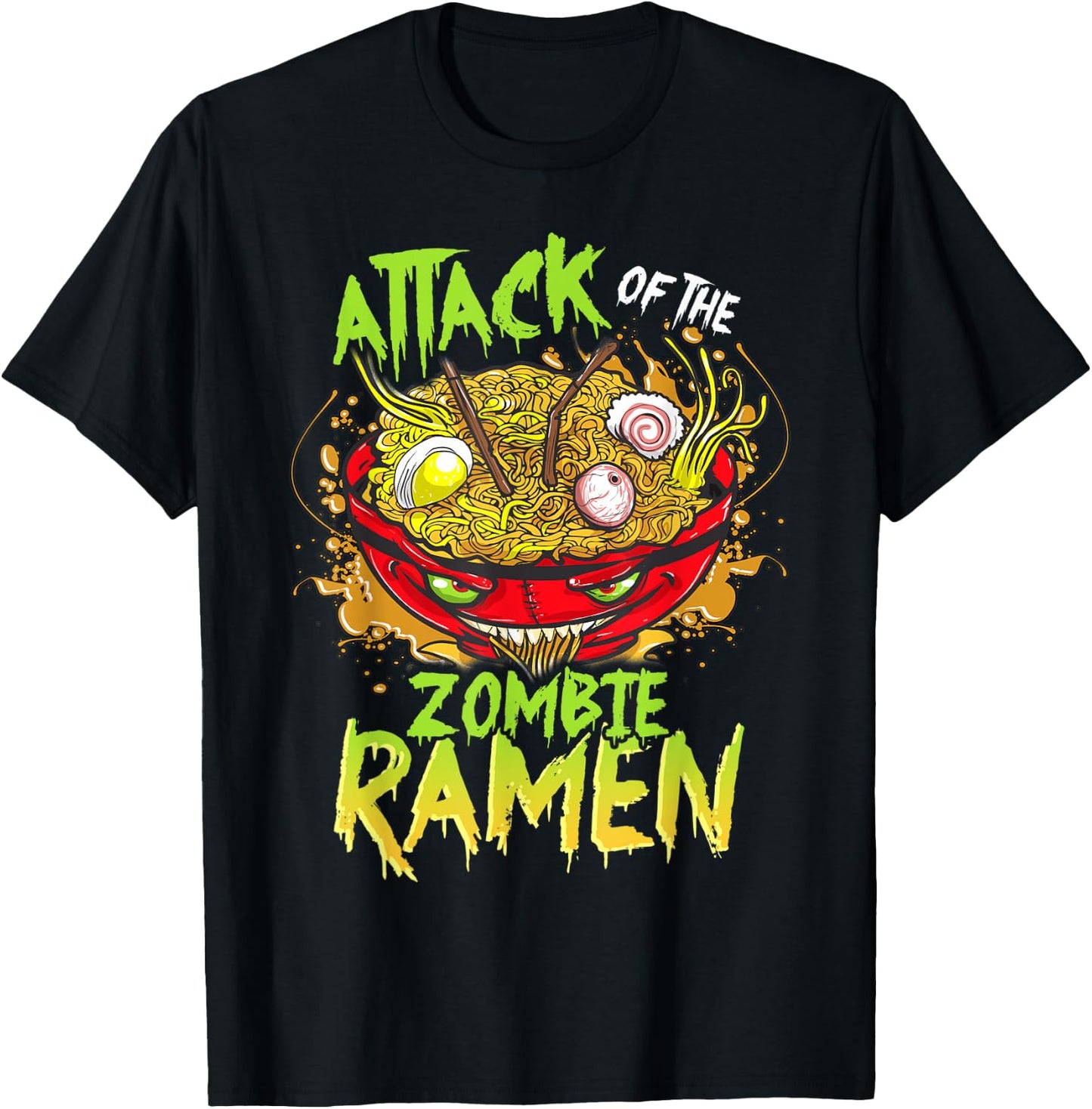 Scary Halloween Zombie Ramen Anime T-Shirt - T-Shirt | Black
