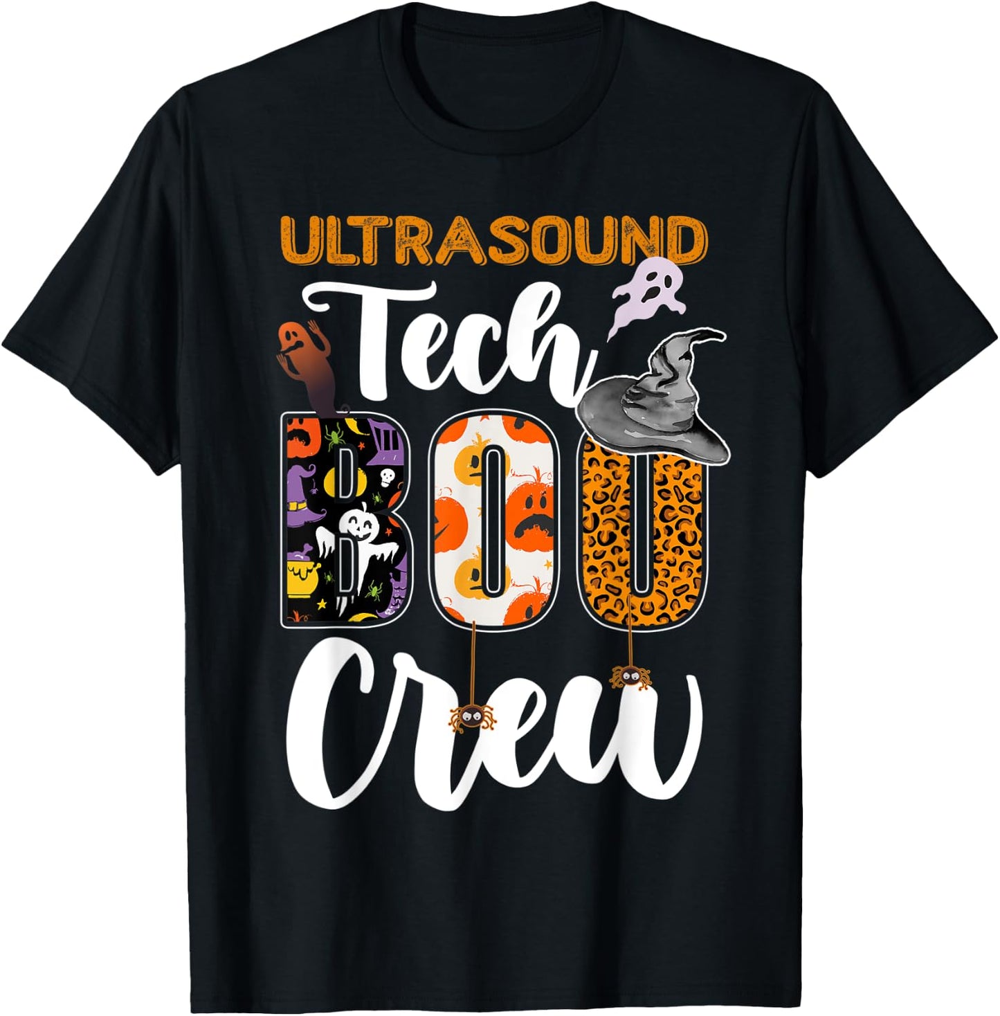 Ultrasound Tech Boo Crew Funny Halloween Technician Matching T-Shirt - T-Shirt | Black