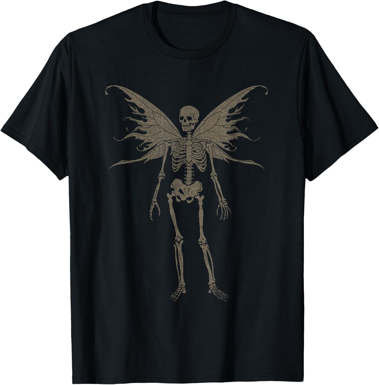 Butterfly Grunge Fairycore Aesthetic Skeleton Skull Goth T-Shirt - T-Shirt | Black