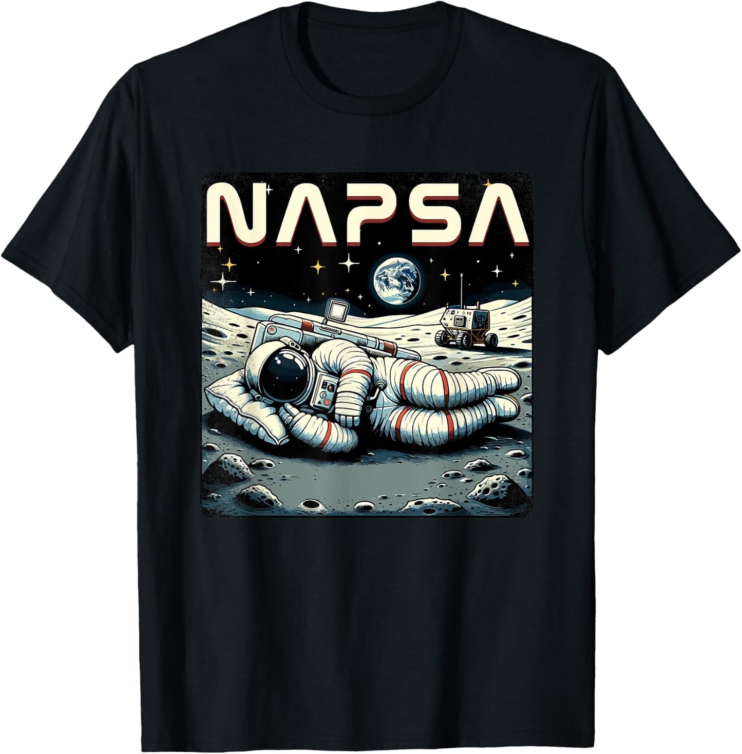 Retro Napsa Astronaut Outer Space Pun Novelty Funny Space T-Shirt - T-Shirt | Black