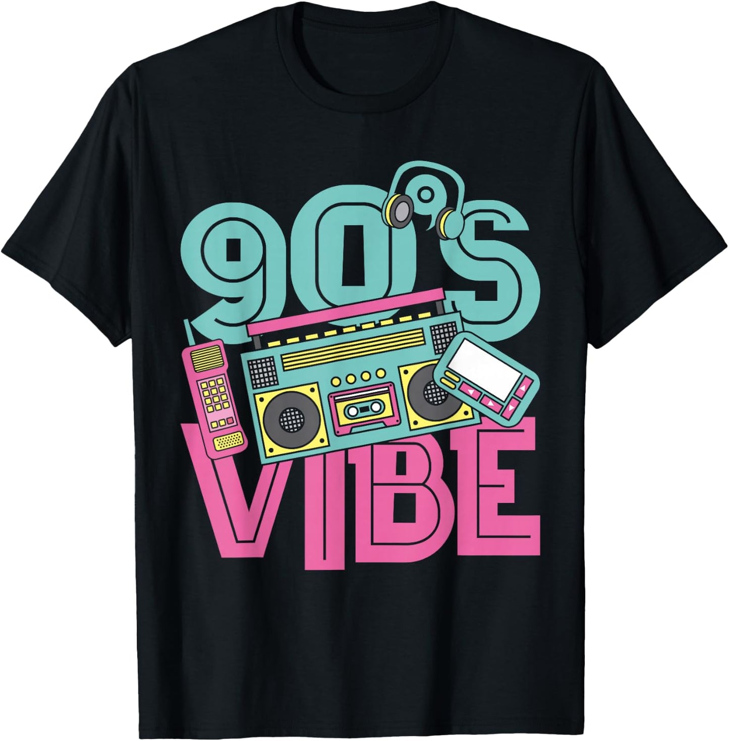 90s Vibe Vintage 1990s Music 90s Costume Party Nineties T-Shirt - T-Shirt | Black