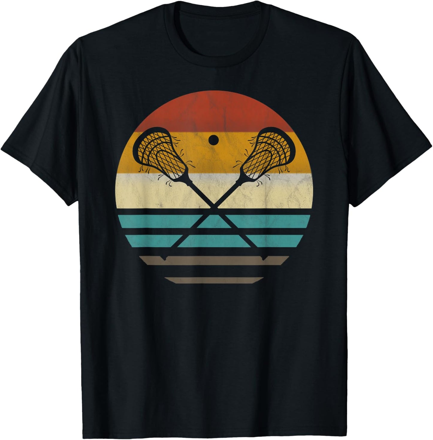 Lacrosse Retro Vintage Lacrosse Racket Silhouette Gift T-Shirt - T-Shirt | Black