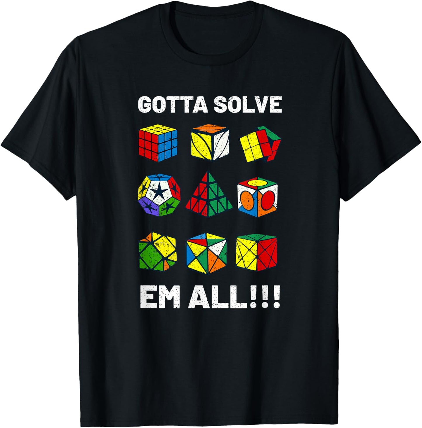 Competitive Puzzle Cube Gotta Solve Em All Speed Cubing T-Shirt - T-Shirt | Black