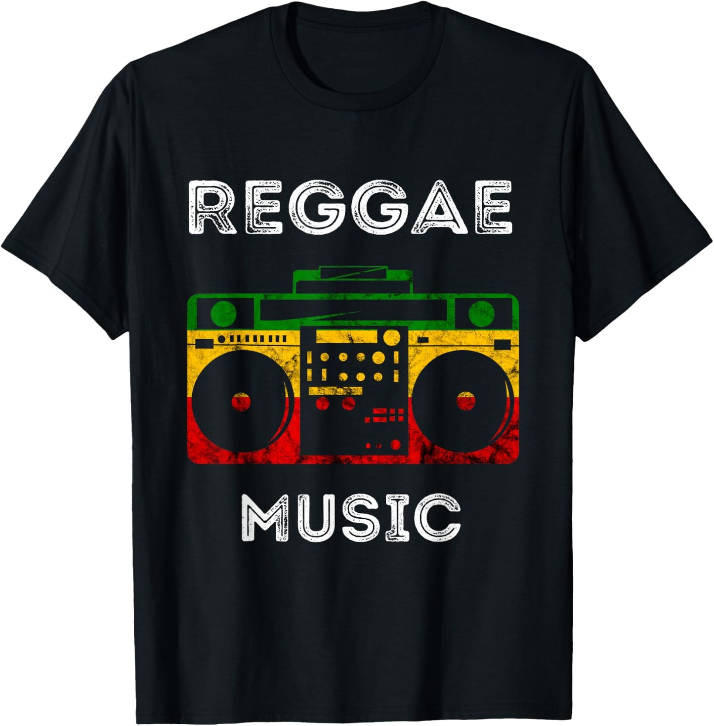 Reggae Boombox Music Rastafarian Rasta Music Box Peace T-Shirt - T-Shirt | Black