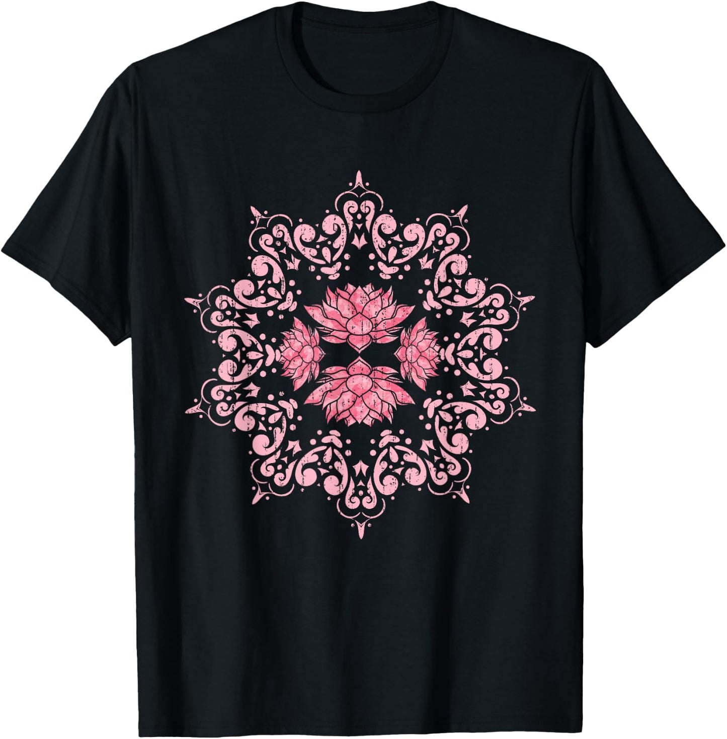 Boho Flower Spiritual Yoga Pilates Prana Art Mandala Lotus T-Shirt - T-Shirt | Black