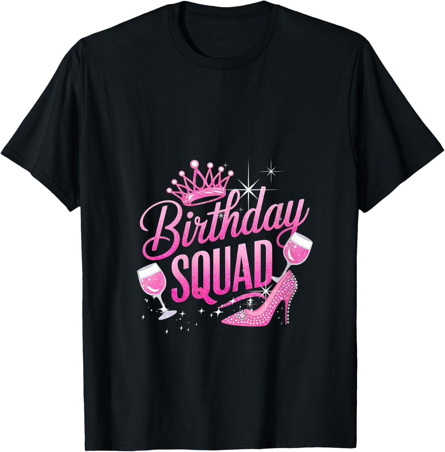 Birthday Squad Crown Elegant High Heels of Diva Grandma Team V-Neck T-Shirt - T-Shirt | Black