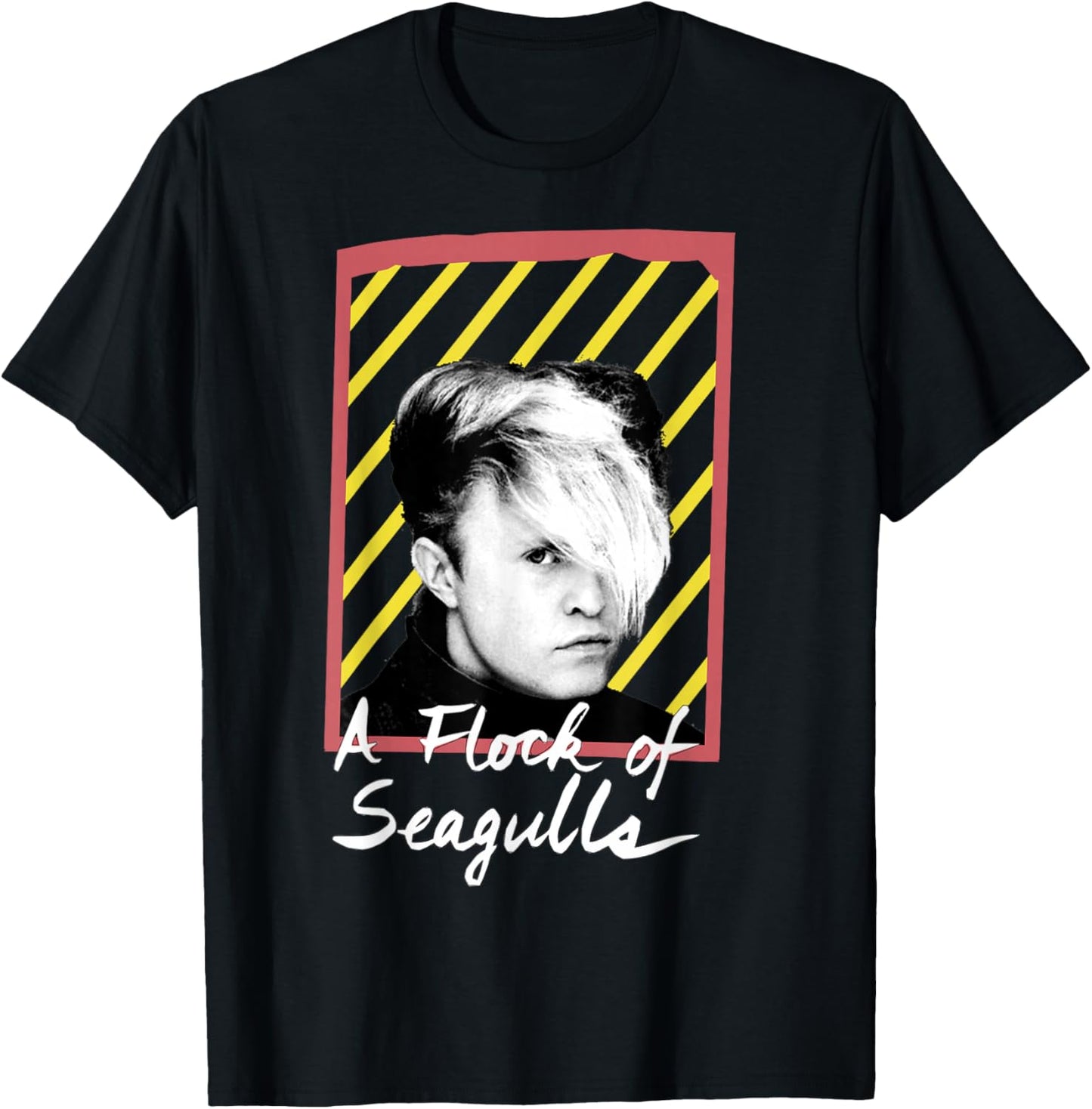 A Flock of Seagulls - 80s Stripes T-Shirt - T-Shirt | Black