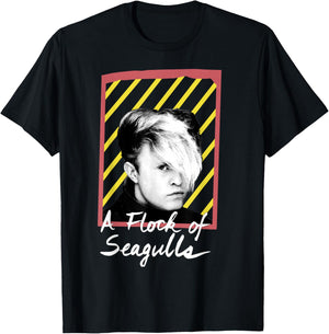 A Flock of Seagulls - 80s Stripes T-Shirt - T-Shirt | Black