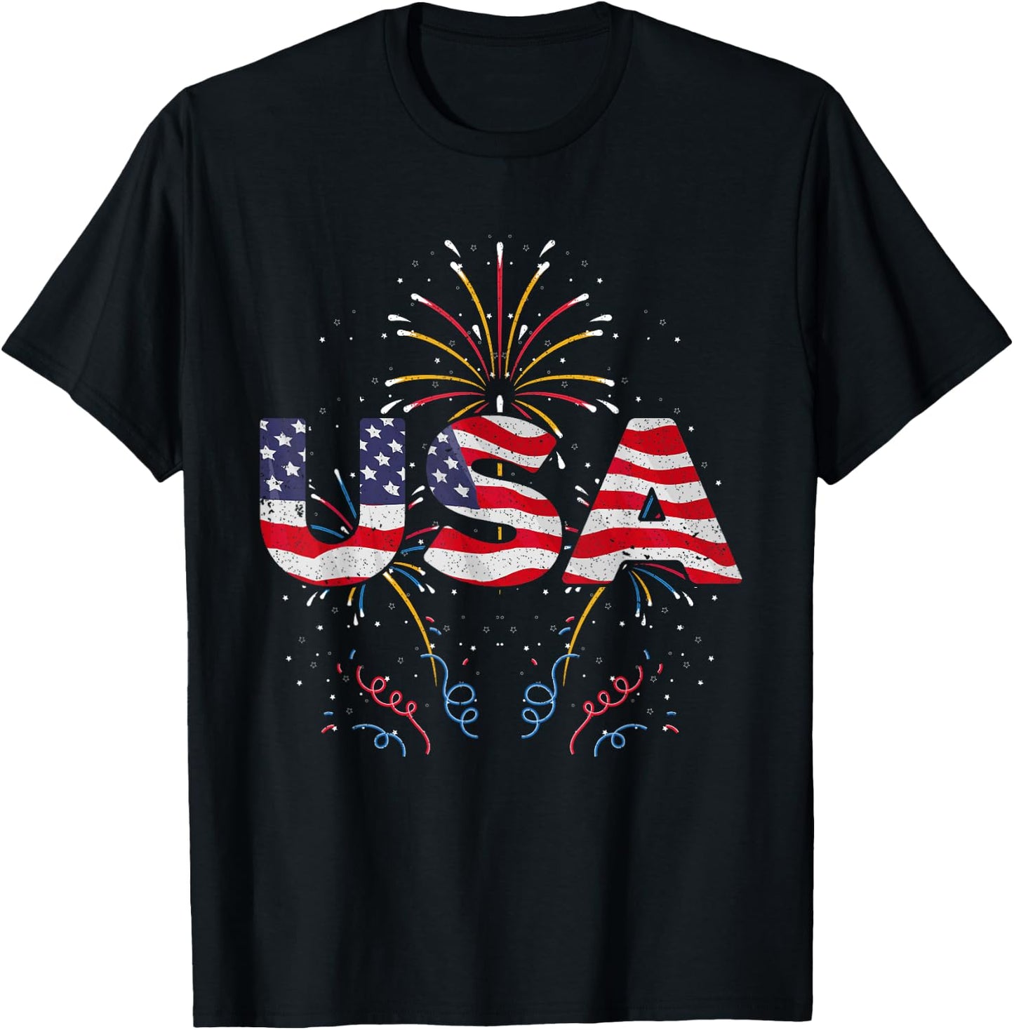 American US Flag 4th of July United States Fireworks USA T-Shirt - T-Shirt | Black