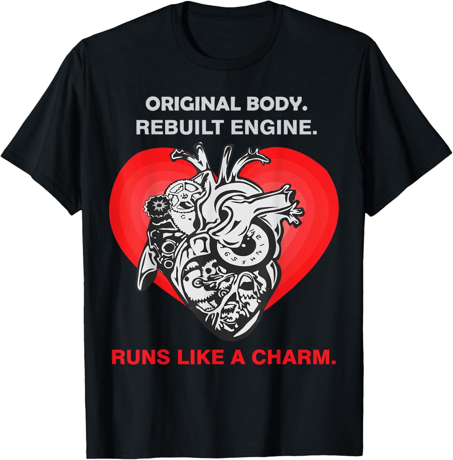 Funny Open Heart Transplant Men Women Heart Attack Survivor T-Shirt - T-Shirt | Black