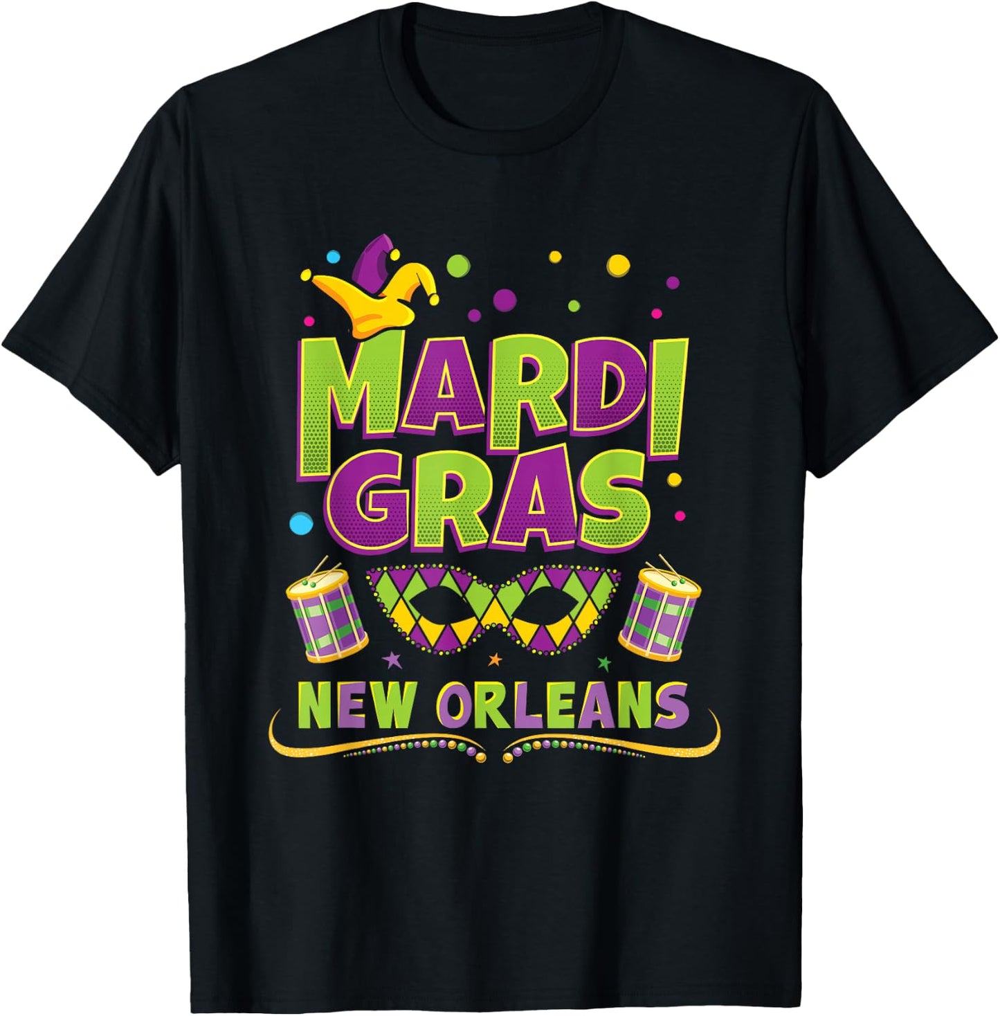 New Orleans Louisiana Mardi Gras Vintage Souvenir Gift T-Shirt - T-Shirt | Black