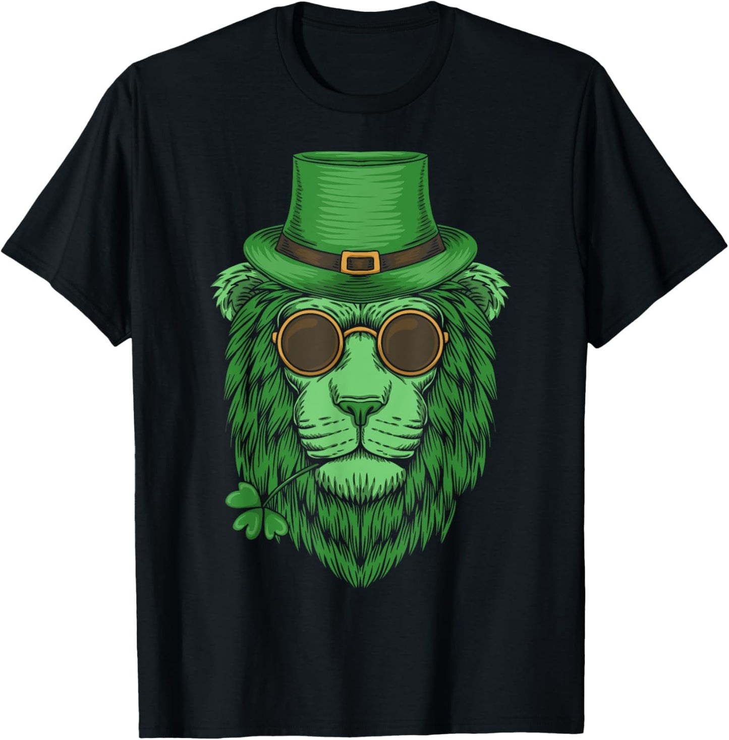 Funny Lion Lover Leprechaun Lion St. Patrick's Day Gift T-Shirt - T-Shirt | Black