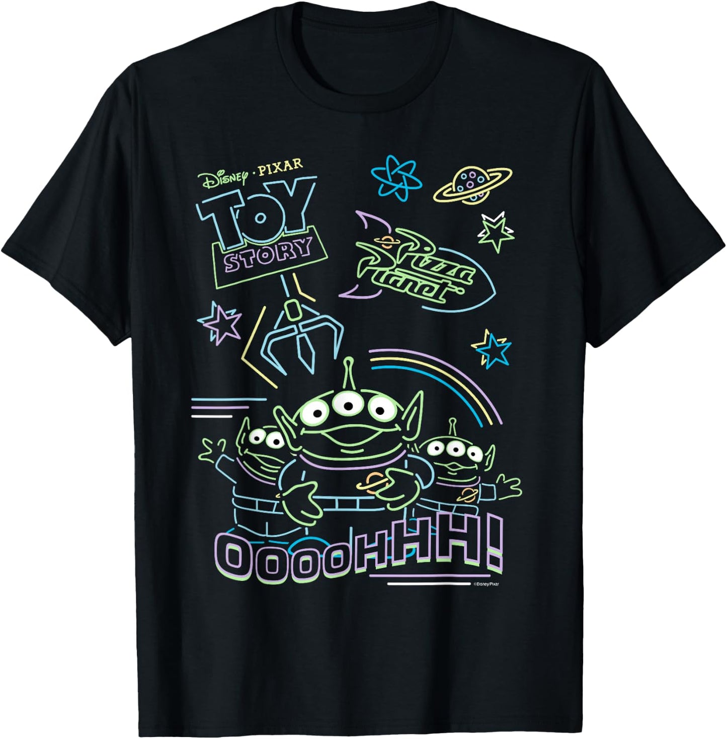 Disney and Pixar’s Toy Story Pizza Planet Aliens Neon T-Shirt - T-Shirt | Black