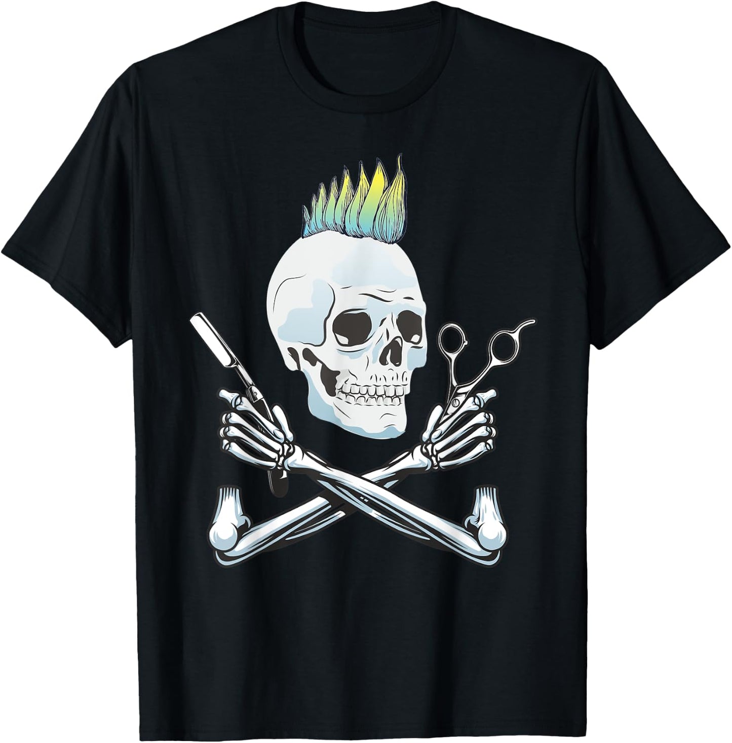 Color Punk Hairdresser Sugar Skull Hairstylist Fun Iroquois T-Shirt - T-Shirt | Black