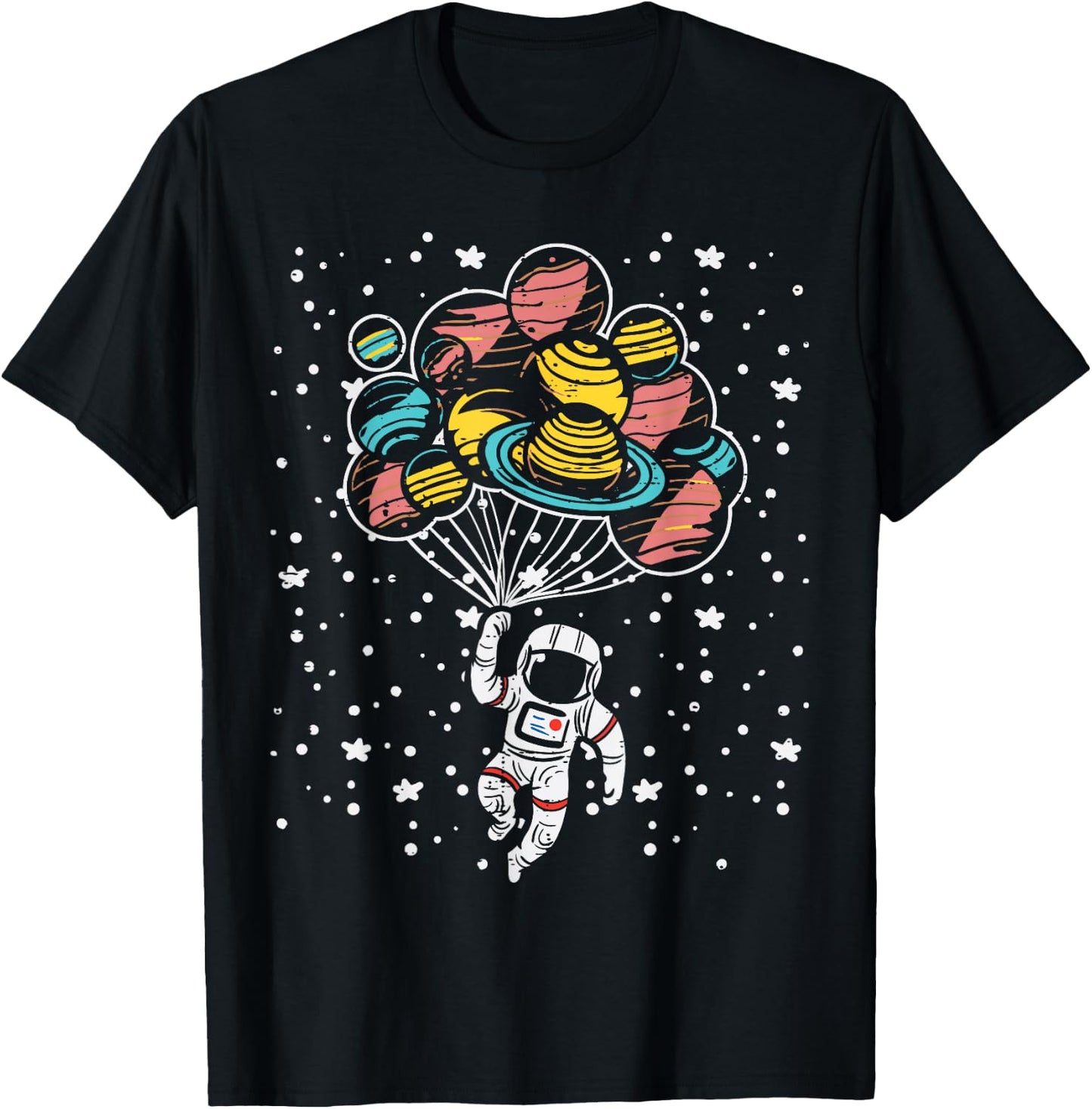 Astronaut Holding Planet Balloons Space Toddler Boys Kids T-Shirt - T-Shirt | Black