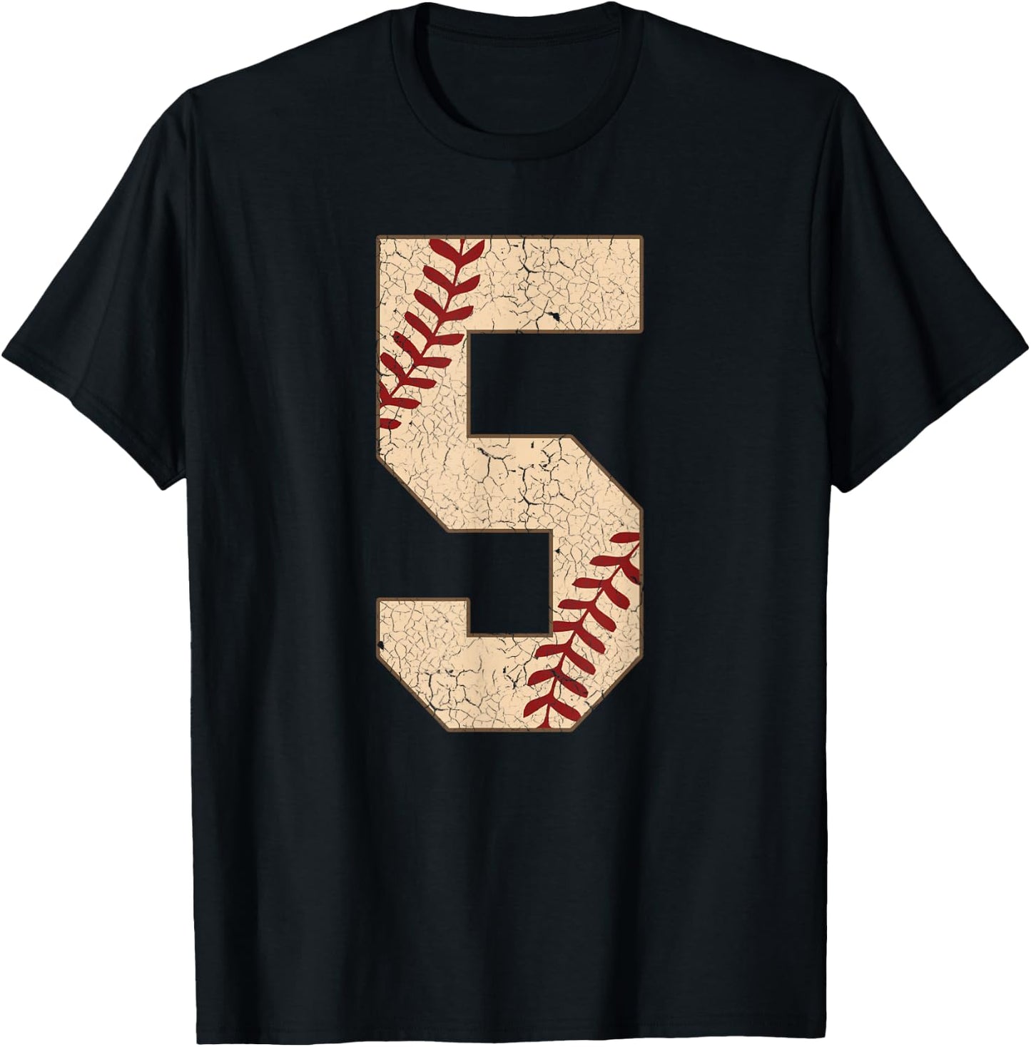 Baseball Number 5 Softball Gift Baseball Players T-Shirt - T-Shirt | Black