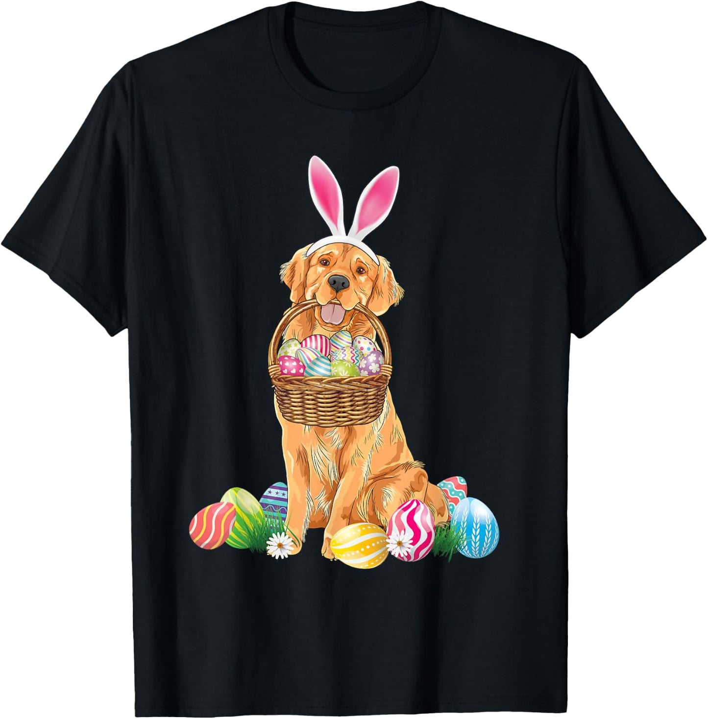 Golden Retriever Easter Day Bunny Eggs Easter Costume Boys T-Shirt - T-Shirt | Black