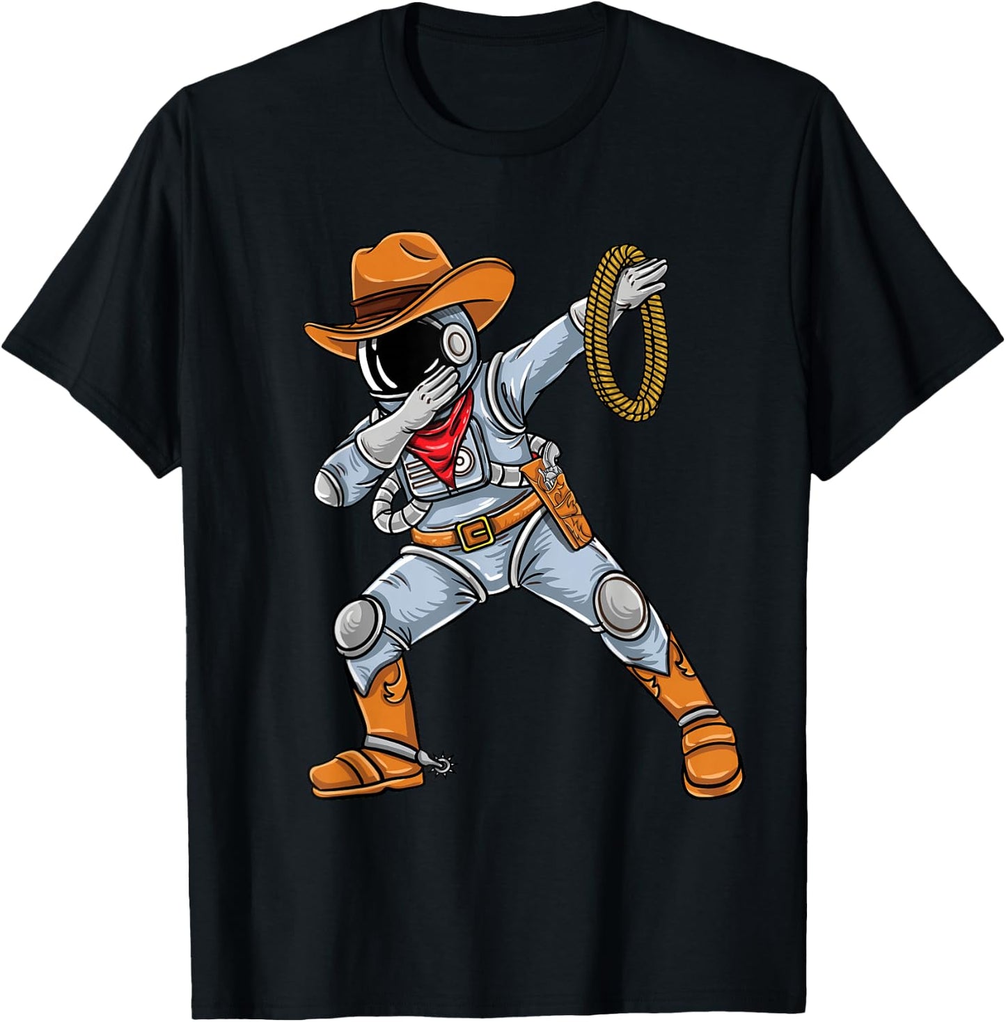 Dabbing Astronaut Cowboy Space Halloween T-Shirt - T-Shirt | Black
