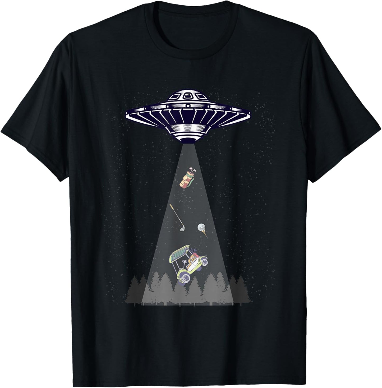 Funny Ufo Golfing Alien Abduction Golf Lover T-Shirt - T-Shirt | Black