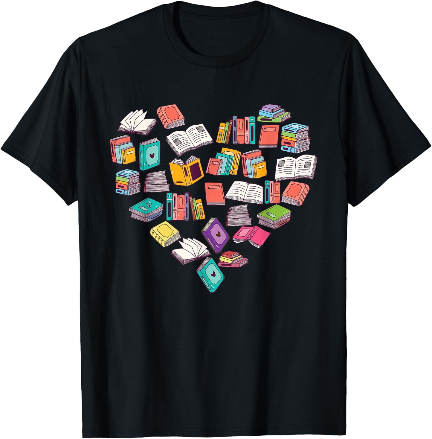 Heart Bookshelf - Book Lover School Librarian Library T-Shirt - T-Shirt | Black