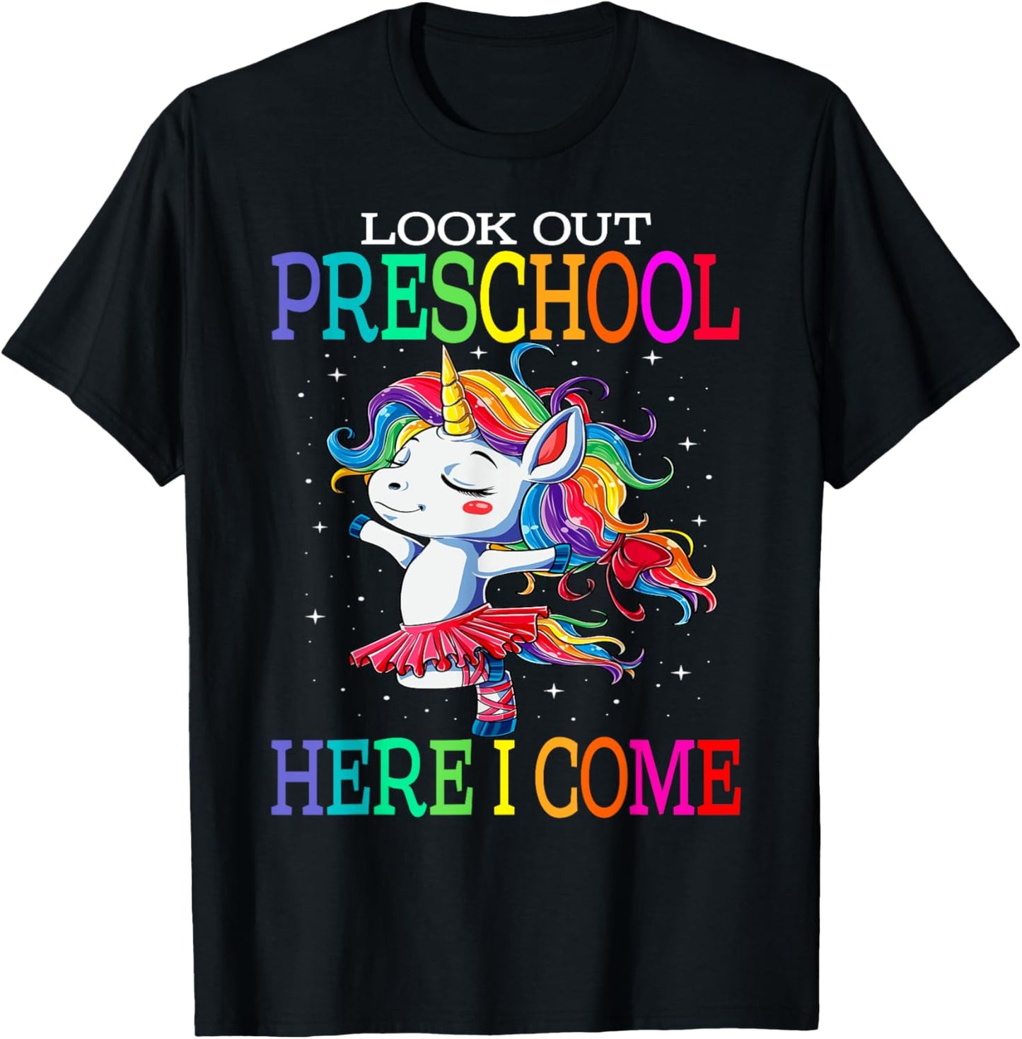 Kids Look Out Preschool Here I Come Unicorn T-Shirt - T-Shirt | Black