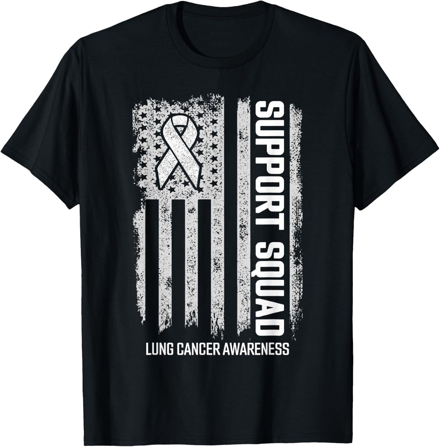 Lung Cancer Shirts Support Squad Lung Cancer Awareness T-Shirt - T-Shirt | Black