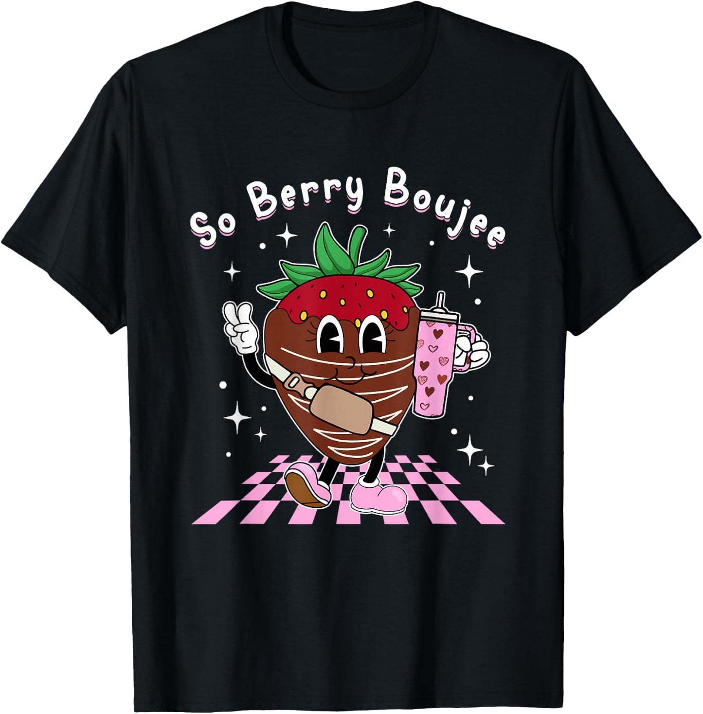 So Berry Boujee Chocolate Covered Strawberry Heart Valentine T-Shirt - T-Shirt | Black