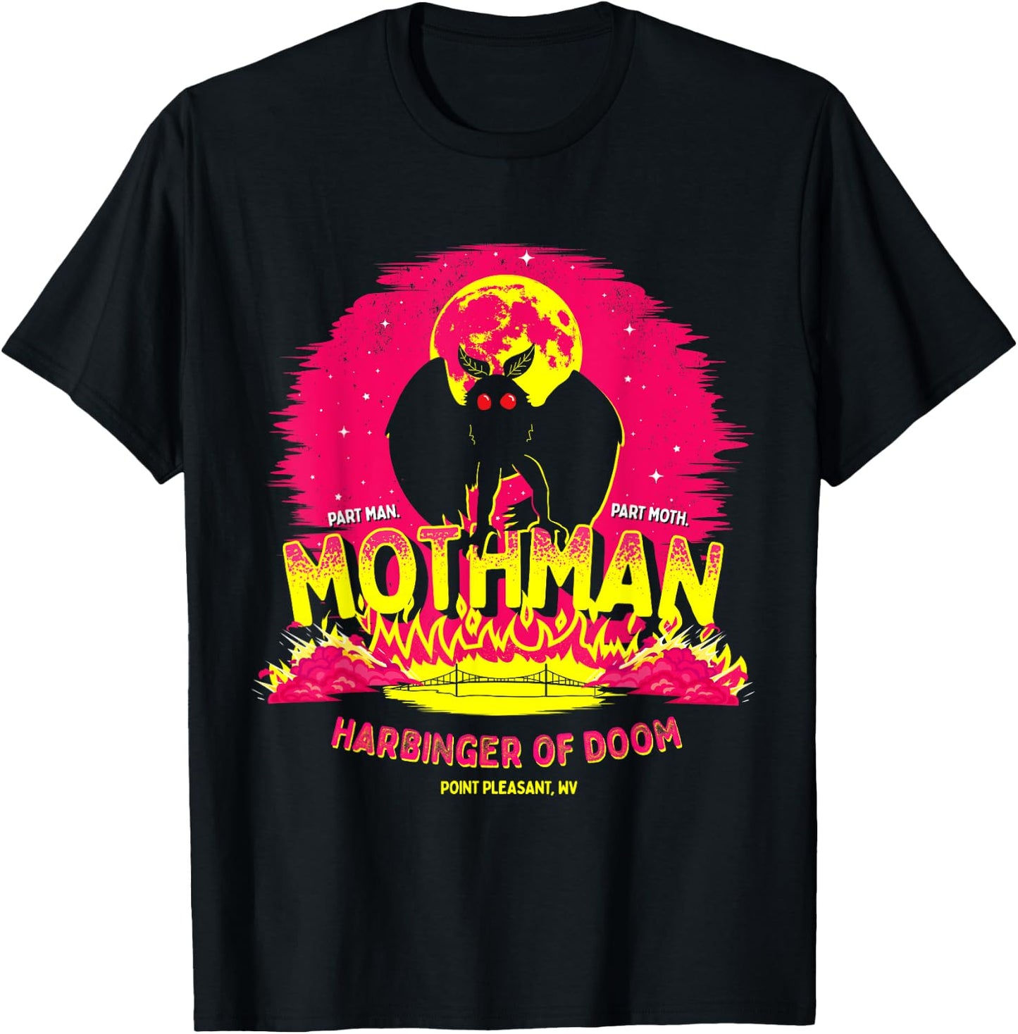 Mothman - Harbinger of Doom Funny Cryptid T-Shirt - T-Shirt | Black