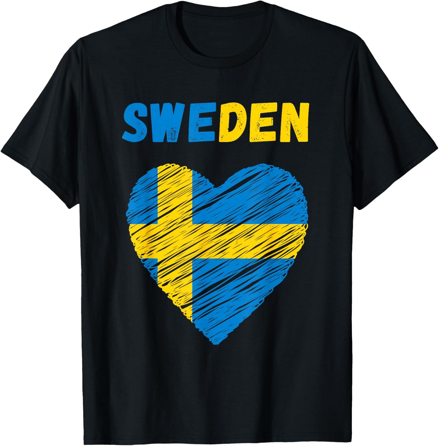 Sweden Flag Holiday Sweden Heart Swedish Flag T-Shirt - T-Shirt | Black