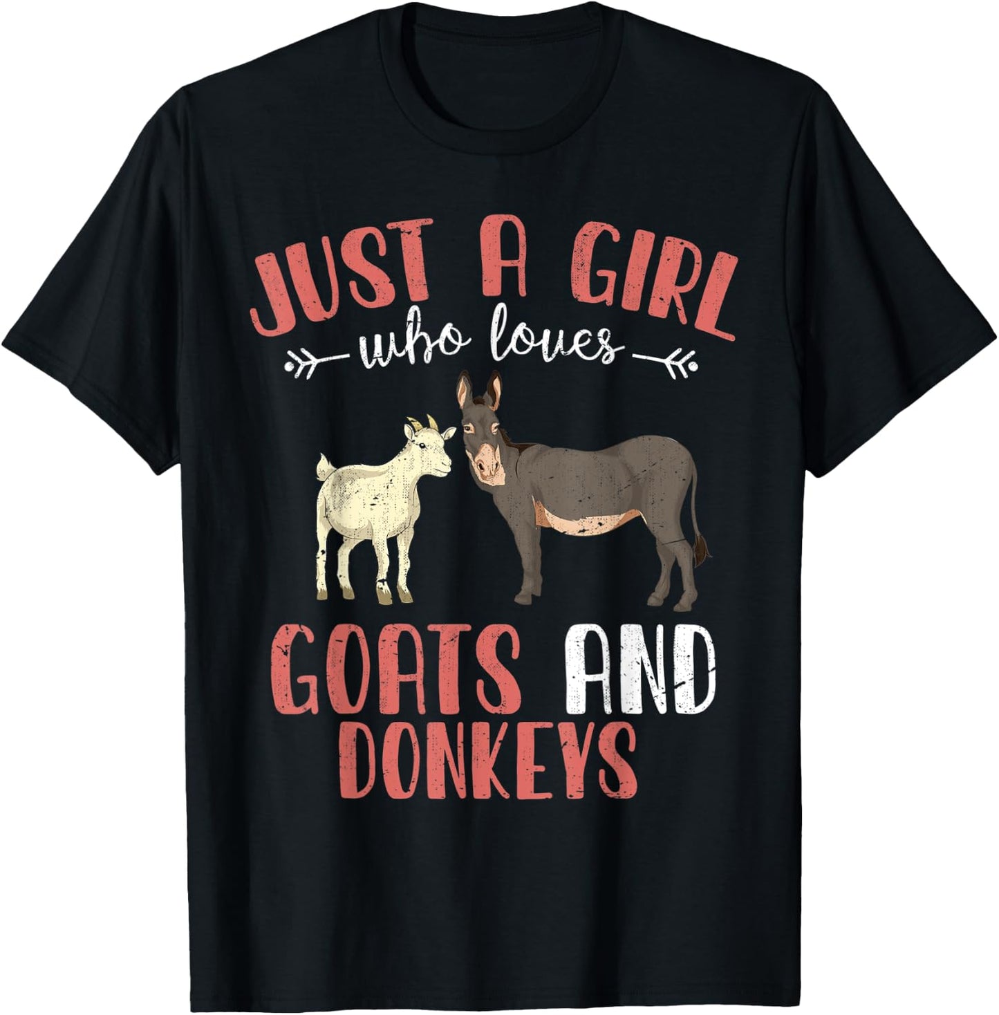 Just A Girl Who Loves Goats And Donkeys Farm Animal Donkey T-Shirt - T-Shirt | Black