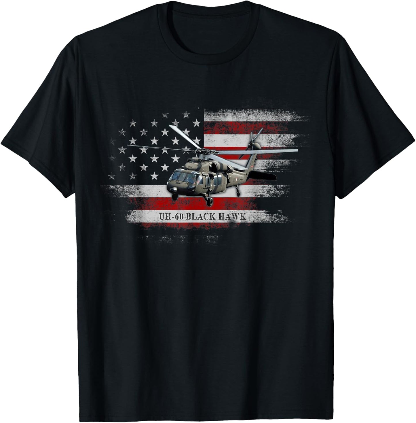 UH-60 Black Hawk Helicopter USA Flag Helicopter Pilot Gifts T-Shirt - T-Shirt | Black