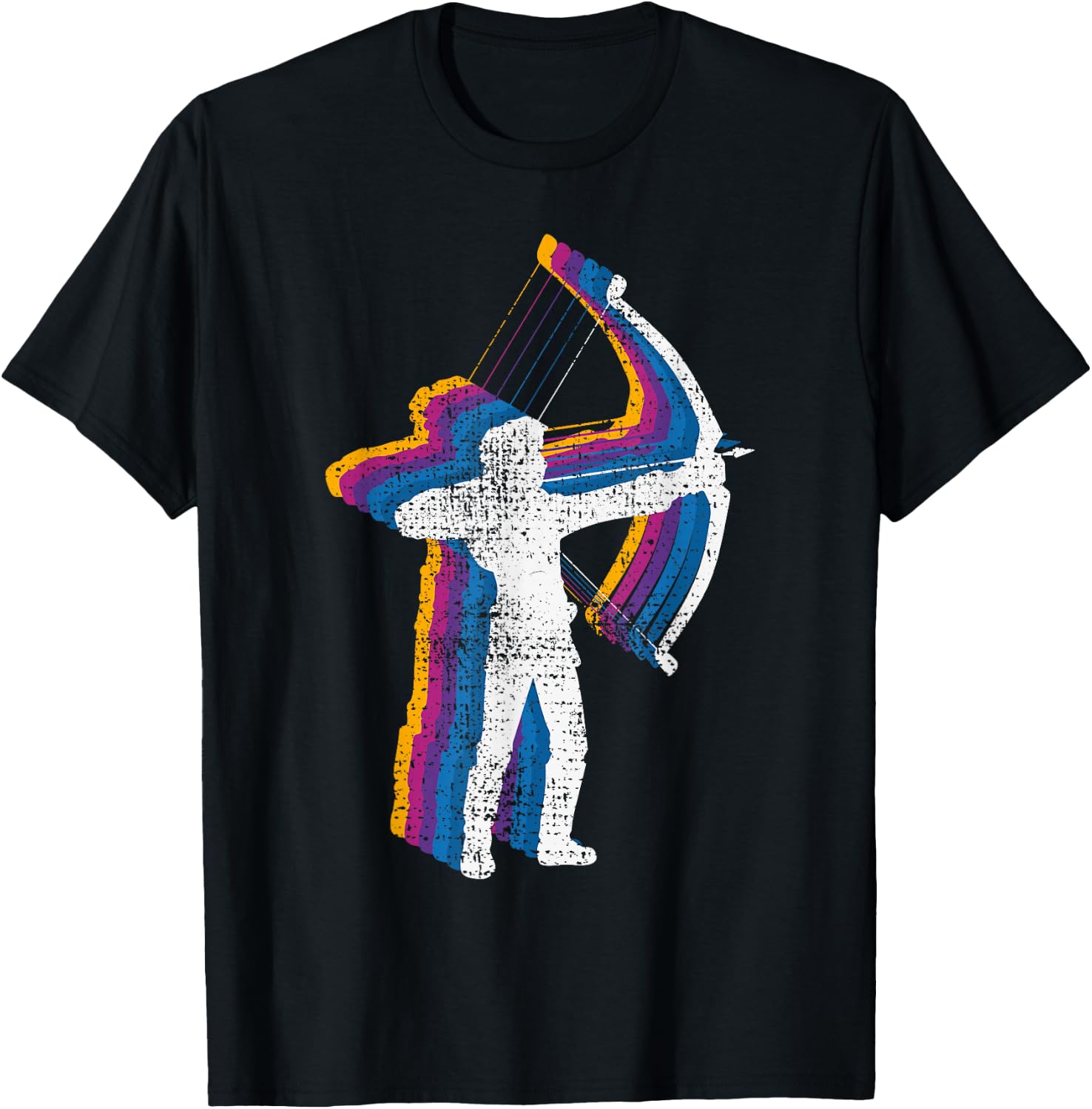 Blue Retro Vintage Archery Bow Hunting T-Shirt - T-Shirt | Black