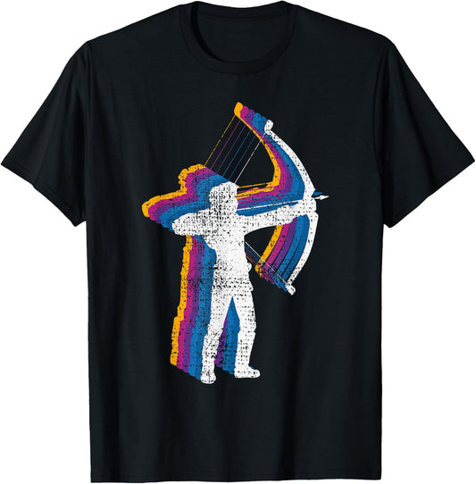 Blue Retro Vintage Archery Bow Hunting T-Shirt - T-Shirt | Black