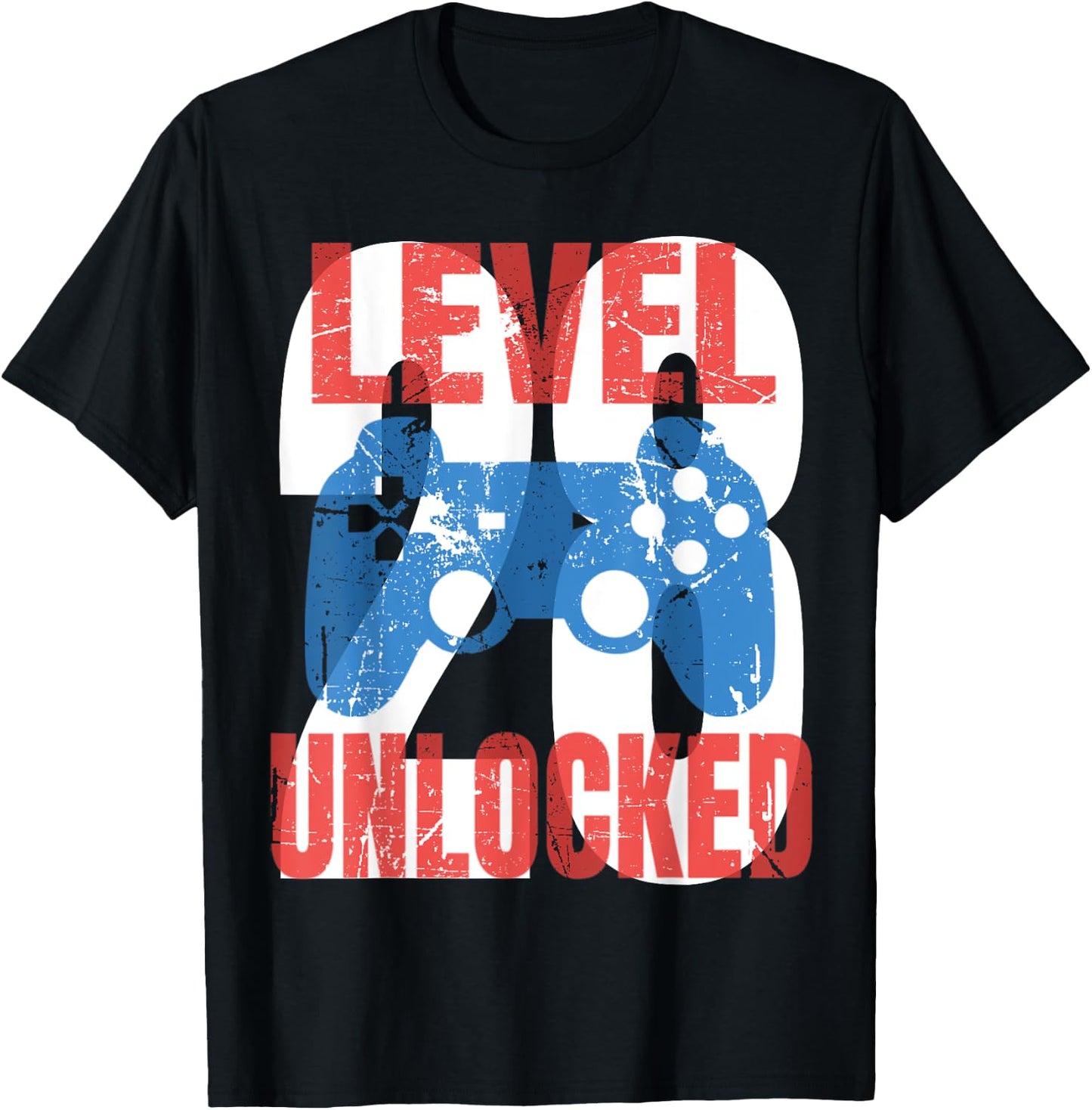 Cute Video Gamer 28th Birthday Gift Level 28 Unlocked T-Shirt - T-Shirt | Black